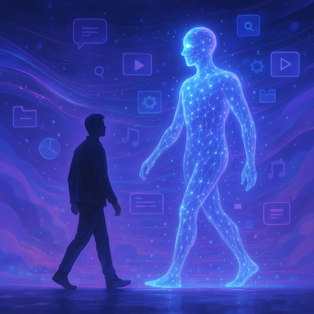 AI Walking alongside a Human