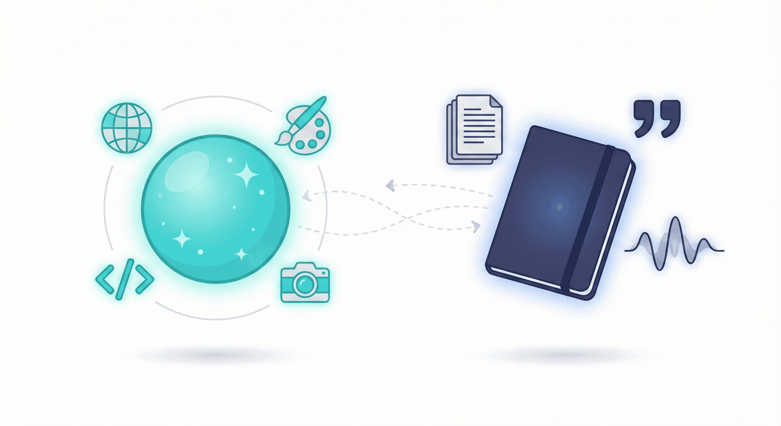 Illustration comparing Gemini and NotebookLM as complementary Google AI tools