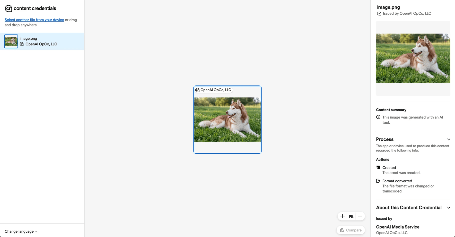 Content Credentials Verify: issued by OpenAI, "This image was generated with an AI tool"